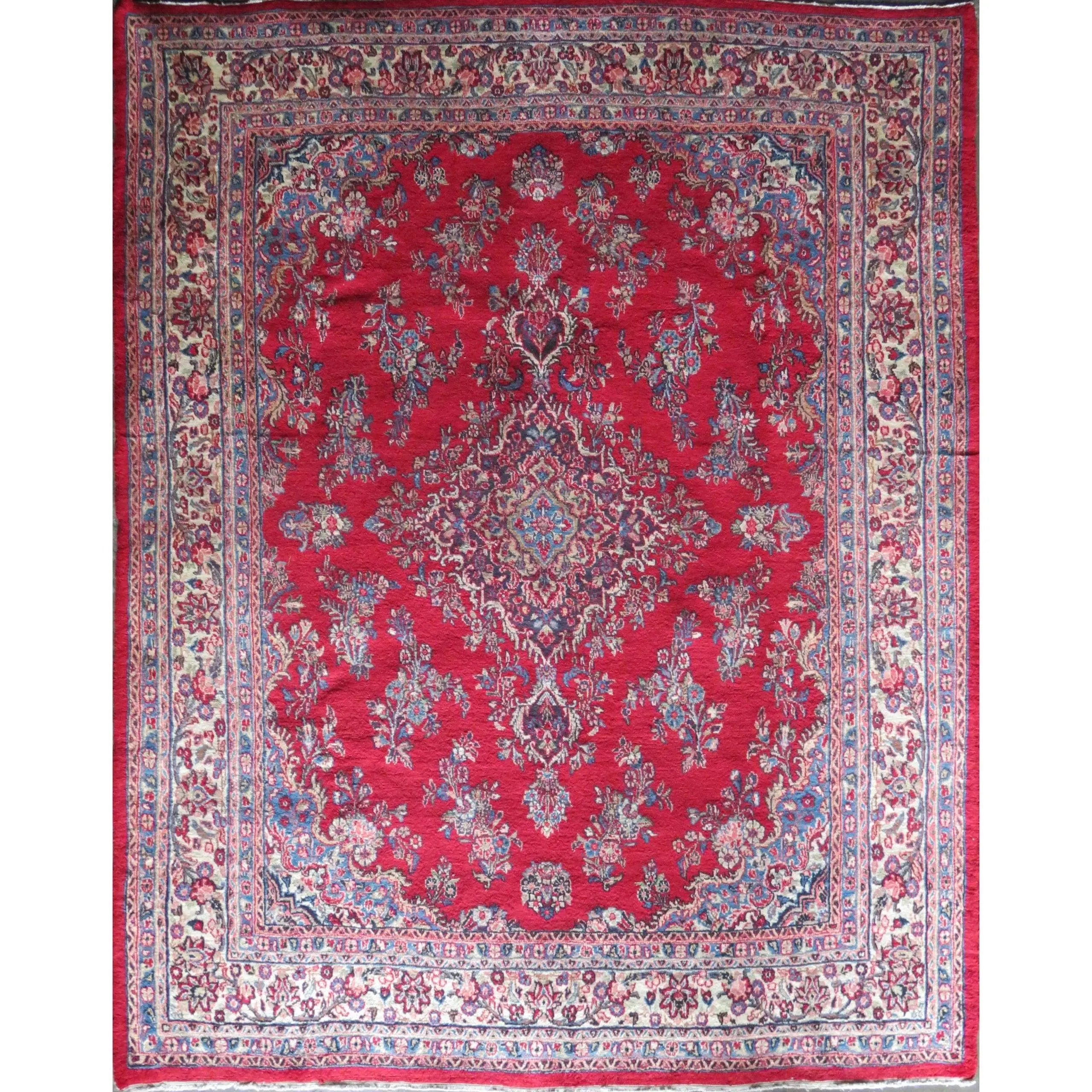 One Of The Kind Hand-Knotted Persian Wool Rug _ Luxurious Vintage Design, 10'9" x 7'8", Artisan Crafted